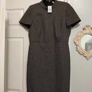 BNWT sz12 J. Crew Black white and gold shift dress